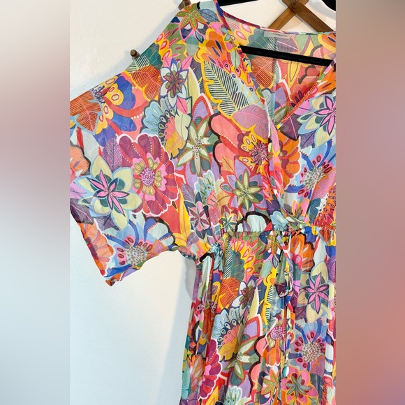 Bleu Rod Beattie make it pop floral Hawaiian Swimsuit Coverup dress Size M - Picture 3 of 9